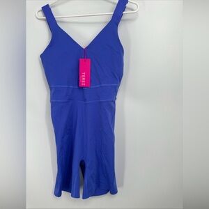 Terez Cornflower Blue Action V-Neckline Bodysuit Size M NWT $120